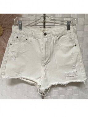 Elan 100% Cotton Distressed White Shorts Size M